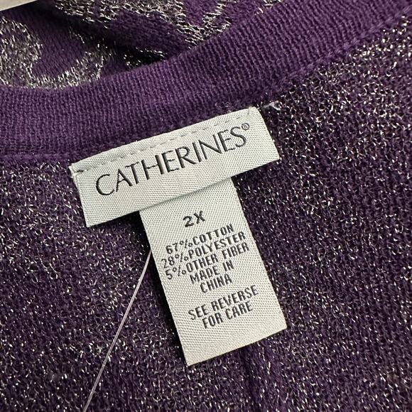 Catherines Womens Size 2X Open Front Kimono Cardigan‎ Metallic Sheer Lightweight - Picture 3 of 8